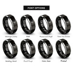 font options for inside engraving on black & gray beaver rings
