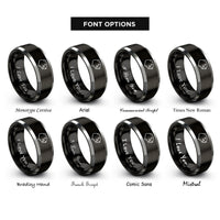 font options for inside engraving on black & gray beaver rings