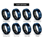 font options for inside engraving on black & blue bee rings
