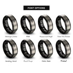 font options for inside engraving on black & grey bee honeycomb rings