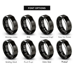 font options for inside engraving on black & silver bee honeycomb rings
