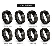font options for inside engraving on black bee honeycomb rings