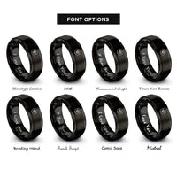 font options for inside engraving on black bee honeycomb rings