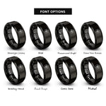 font options for inside engraving on black bee honeycomb rings