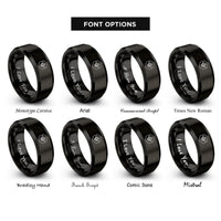 font options for inside engraving on black bee honeycomb rings