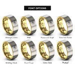 font options for inside engraving on gold & grey bee honeycomb rings
