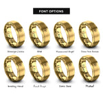 font options for inside engraving on gold bee honeycomb rings