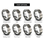 font options for inside engraving on grey bee honeycomb rings