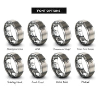 font options for inside engraving on grey bee honeycomb rings