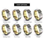 font options for inside engraving on gold & gray bee lavender sprig rings