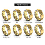 font options for inside engraving on gold & silver bee lavender sprig rings