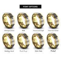 font options for inside engraving on gold & gray bee lavender sprig rings