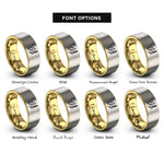 font options for inside engraving on gold & gray bee lavender sprig rings