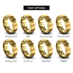 font options for inside engraving on gold bee lavender sprig rings