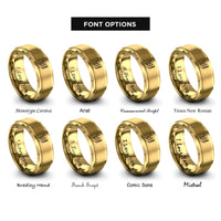 font options for inside engraving on gold bee lavender sprig rings