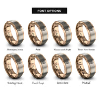 font options for inside engraving on rose gold bee lavender sprig rings