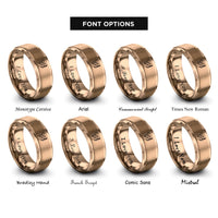 font options for inside engraving on rose gold bee lavender sprig rings