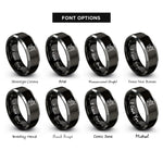 font options for inside engraving on black & silver bee smoker rings