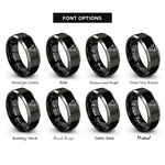 font options for inside engraving on black & gray beef cow rings