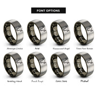 font options for inside engraving on gunmetal & silver beef cow rings