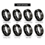 font options for inside engraving on black & grey beehive skep rings