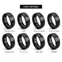 font options for inside engraving on black beehive skep rings