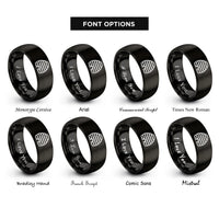 font options for inside engraving on black beehive skep rings