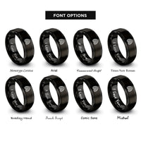 font options for inside engraving on black beehive skep rings