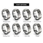 font options for inside engraving on grey beehive skep rings