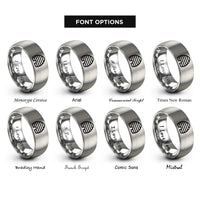 font options for inside engraving on grey beehive skep rings