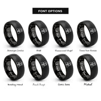font options for inside engraving on black beekeeper suit rings