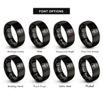 font options for inside engraving on black beekeeper suit rings