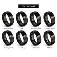 font options for inside engraving on black beekeeper suit rings