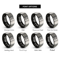 font options for inside engraving on black & gray beer barrel rings