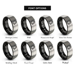 font options for inside engraving on black & gray beer keg rings