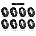 font options for inside engraving on black & silver beer keg rings