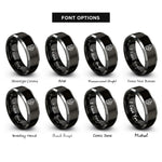 font options for inside engraving on black & silver beer mug rings