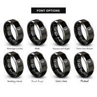 font options for inside engraving on black & silver beer mug stein rings