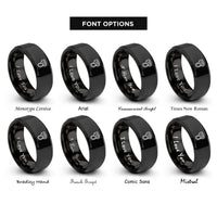 font options for inside engraving on black belay device atc rings