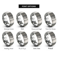 font options for inside engraving on silver belay device atc rings