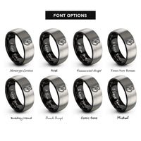 font options for inside engraving on black & silver belay device rope rings