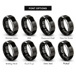 font options for inside engraving on black & silver belay device rope rings
