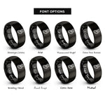 font options for inside engraving on black belay device rope rings