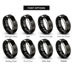 font options for inside engraving on black & gray belayer rope rings