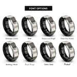 font options for inside engraving on black & grey belayer rope rings