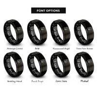 font options for inside engraving on black belayer rope rings