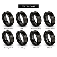 font options for inside engraving on black belayer rope rings