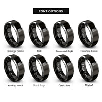 font options for inside engraving on black & gray belial rings