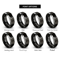 font options for inside engraving on black & gray bell rings