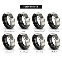 font options for inside engraving on black & silver bell rings